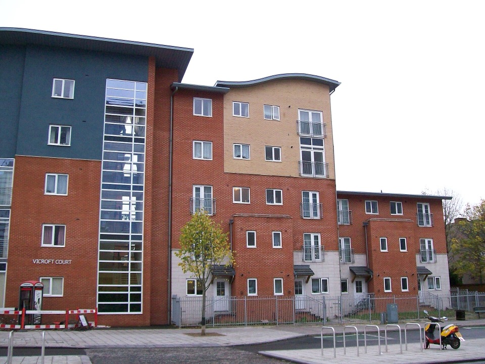 Vicroft Court, a modern brick housing development built for the Starley Housing Co-operative in Coventry